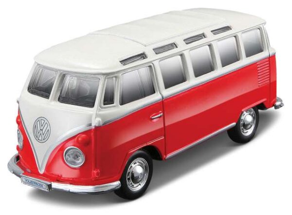 Burago VW T1 weiß/rot 1/64